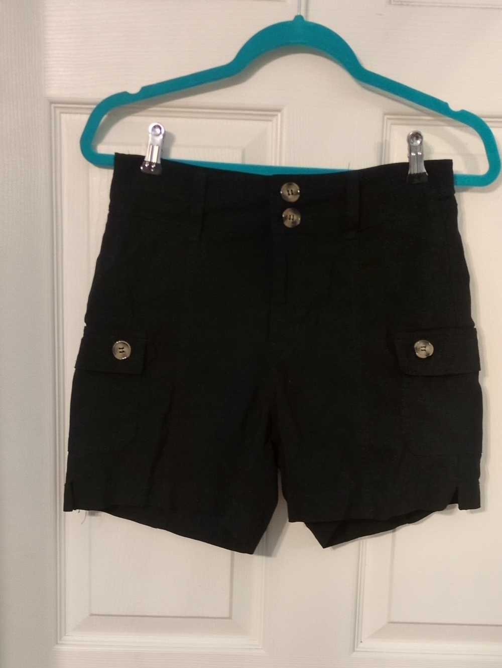 one 5 one Black Button-Front Cargo Shorts